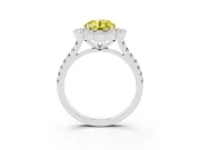 Fancy Yellow Round Cut Diamond Milgrain Floral Halo Engagement Ring Set in Silver with Pavé Band