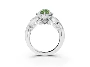 Marquise Halo Engagement Ring Setting for a Fancy Green Lab-Grown Diamond | Sterling Silver - Design NV-24754