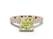 Princess Cut Pavé Solitaire Engagement Ring Setting for a Fancy Yellow Lab-Grown Diamond | Crossover Gallery | Rose Gold