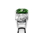 Cushion Cut Three Stone Engagement Ring Setting for a Fancy Green Lab-Grown Diamond | Wide Plain Band | White Gold