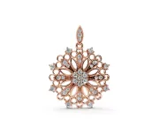Round Lab-Grown Diamond Cluster Milgrain Floral Pendant Necklace | Openwork Medallion | Rose Gold