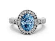 Oval Halo Engagement Ring Setting for a Fancy Blue Lab-Grown Diamond | Sterling Silver