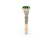 Heart-Shaped Three Stone Engagement Ring Setting for a Fancy Green Lab-Grown Diamond | Accented Shoulders | Yellow Gold