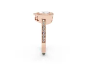 Heart Cut Diamond Halo Ring Set in Rose gold with Pavé Band and Milgrain-Edged Prongs