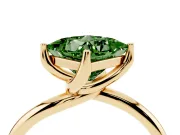 Princess Cut Bypass Solitaire Engagement Ring Setting for a Fancy Green Lab-Grown Diamond | Plain Band | Yellow Gold