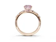 Cushion Cut Graduated Solitaire Engagement Ring Setting for a Fancy Pink Lab-Grown Diamond | Rose Gold