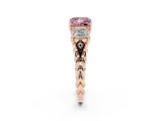 Princess Cut Three Stone Engagement Ring Setting for a Fancy Pink Lab-Grown Diamond | Braided Band | Rose Gold