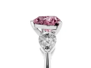 Heart-Shaped 3-Stone Engagement Ring Setting for a Fancy Pink Lab-Grown Diamond | Platinum