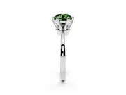 Fancy Green Round Cut Diamond Solitaire Engagement Ring Set in Platinum with Slim Tapered Solitaire Band