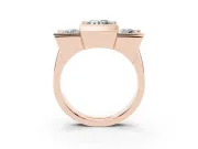 Round Cut Diamond Three-Stone Channel Set Ring Set in Rose gold with Smooth Polished Band