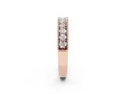 Round Lab-Grown Diamond Milgrain Wedding Band | Scroll Openwork Gallery | Rose Gold