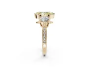 Marquise Three Stone Engagement Ring Setting for a Fancy Yellow Lab-Grown Diamond | Tapered Pave Band | Yellow Gold