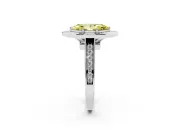 Fancy Yellow Marquise Cut Diamond Halo Solitaire Ring Set in Silver with Pavé Band and Bezel Setting