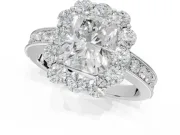Radiant Cut Vintage Halo Engagement Ring Setting | Milgrain Channel Band | Sterling Silver