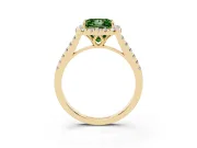 Princess Cut Raised Halo Engagement Ring Setting for a Fancy Green Lab-Grown Diamond | Yellow Gold