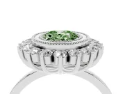 Oval Bezel Halo Engagement Ring Setting for a Fancy Green Lab-Grown Diamond | Platinum