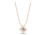 Princess Cut Lab-Grown Diamond Bezel Solitaire Pendant Necklace | Beveled Frame | Rose Gold