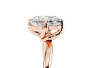 Radiant Cut Bypass Solitaire Engagement Ring Setting | Plain Polished Band | Rose Gold