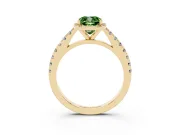 Cushion Cut Halo Pavé Engagement Ring Setting for a Fancy Green Lab-Grown Diamond | Yellow Gold
