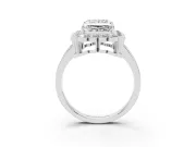 Princess Cut Scalloped Cluster Halo Engagement Ring Setting | Plain Band | Platinum