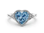Heart-Shaped Milgrain Engagement Ring Setting for a Fancy Blue Lab-Grown Diamond | Sterling Silver