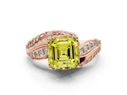 Asscher Cut Bypass Hidden Halo Engagement Ring Setting for a Fancy Yellow Lab-Grown Diamond | Graduated Pavé | Rose Gold