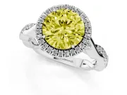 Round Twist Halo Engagement Ring Setting for a Fancy Yellow Lab-Grown Diamond | Sterling Silver