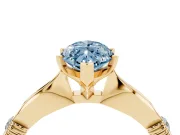 Marquise Floral Solitaire Engagement Ring Setting for a Fancy Blue Lab-Grown Diamond | Yellow Gold