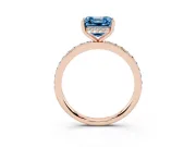 Fancy Blue Asscher Cut Diamond Pavé Band Ring Set in Rose gold with Prong-Set Center Stone