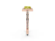 Fancy Yellow Princess Cut Diamond Halo Pavé Split Shank Ring Set in Rose gold with Prong Setting