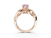 Cushion Cut Swirl Engagement Ring Setting for a Fancy Pink Lab-Grown Diamond | Rose Gold