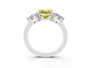 Fancy Yellow Asscher Cut Diamond Solitaire Ring Set in Platinum with Cluster Accents on Each Side