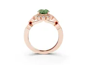 Oval Scalloped Halo Engagement Ring Setting for a Fancy Green Lab-Grown Diamond | Heart Pavé Band | Rose Gold