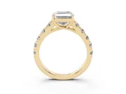 Asscher Cut Cut-Down Side Stone Engagement Ring Setting | Scalloped Shoulders | Yellow Gold