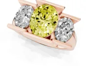 Oval Channel-Set Three Stone Engagement Ring Setting for a Fancy Yellow Lab-Grown Diamond | Wide Flat Band | Rose Gold
