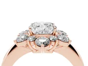 Cushion Cut Cluster Halo Engagement Ring Setting | Two-Size Accents | Rose Gold