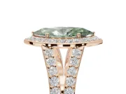 Marquise Halo Pavé Engagement Ring Setting for a Fancy Green Lab-Grown Diamond | Narrow Split Shank | Rose Gold