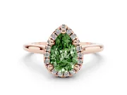 Pear-Shaped Halo Engagement Ring Setting for a Fancy Green Lab-Grown Diamond | Plain Polished Band | Rose Gold