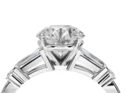 Round Tapered Baguette Engagement Ring Setting | Bar Set Sides | White Gold