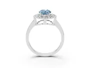 Oval Scalloped Cluster Halo Engagement Ring Setting for a Fancy Blue Lab-Grown Diamond | Plain Band | Platinum