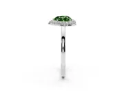 Fancy Green Heart Cut Diamond Halo Engagement Ring Set in Silver with Solitaire Band and Prong Setting