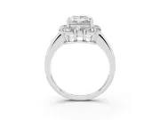 Princess Cut Milgrain Halo Engagement Ring Setting | Graduated Bezel Accents | Platinum