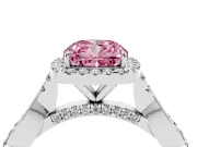 Cushion Cut Twist Halo Engagement Ring Setting for a Fancy Pink Lab-Grown Diamond | Platinum