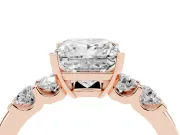 Princess Cut Five Stone Engagement Ring Setting | Prong-Set Side Stones | Rose Gold