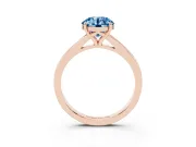 Round Pave Solitaire Engagement Ring Setting for a Fancy Blue Lab-Grown Diamond | Sweeping Shoulders | Rose Gold
