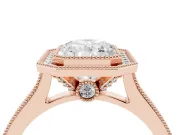 Radiant Cut Vintage Milgrain Halo Engagement Ring Setting | Bezel Head | Rose Gold