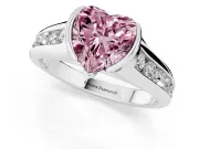 Heart-Shaped Half Bezel Engagement Ring Setting for a Fancy Pink Lab-Grown Diamond | White Gold