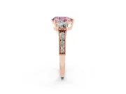 Pear-Shaped Three Stone Engagement Ring Setting for a Fancy Pink Lab-Grown Diamond | Graduated Pave Band | Rose Gold