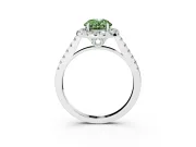 Oval Raised Halo Engagement Ring Setting for a Fancy Green Lab-Grown Diamond | Sterling Silver