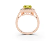 Asscher Cut Halo Engagement Ring Setting for a Fancy Yellow Lab-Grown Diamond | Polished Halo Rim | Rose Gold